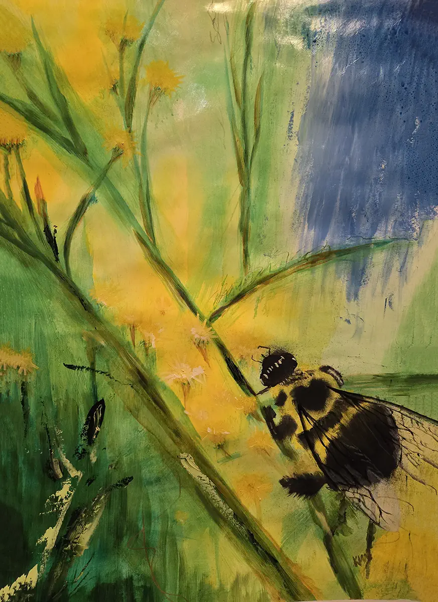 Bumble Bee has My Heart 27x19 mixed and oil on paper