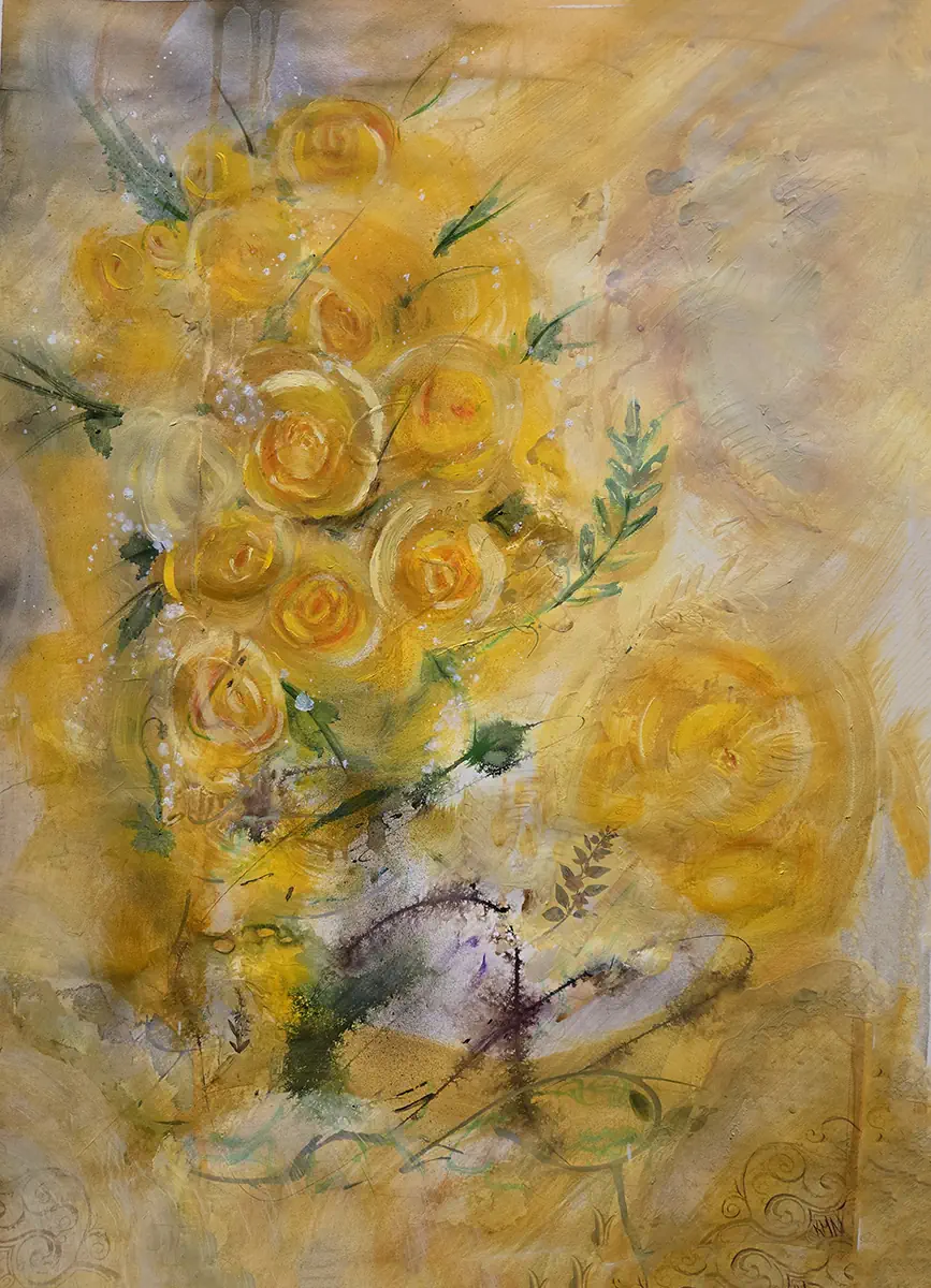 Friends Forever 27x19 mixed and oil on paper