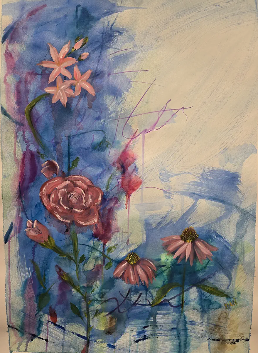 Little Piece of Heaven 27x19 mixed and oil on paper