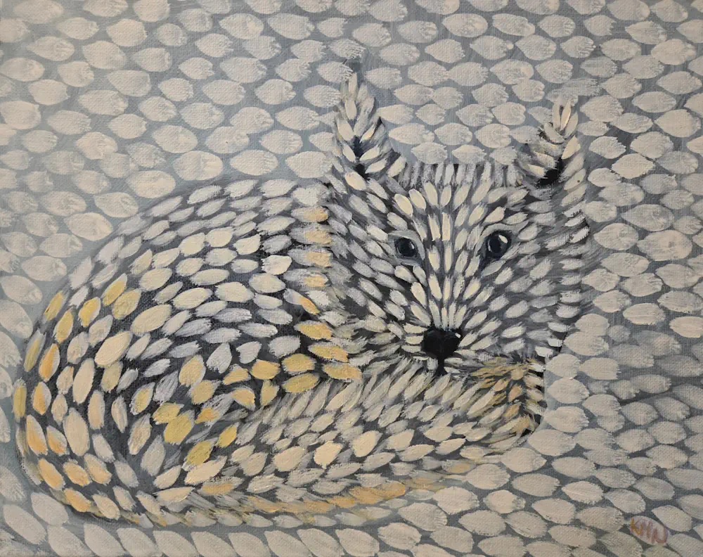 painting-of-arctic-fox-by-canadian-artst